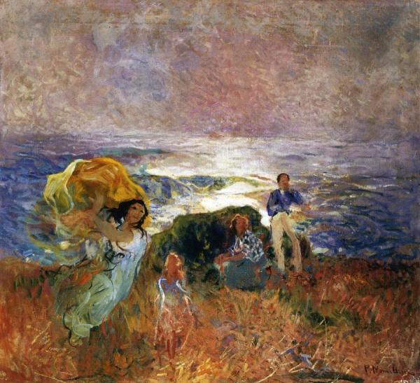 Seascape With Figures by Plinio Nomellini