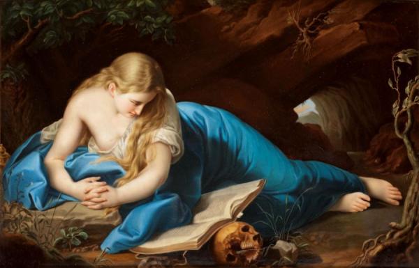 Dresden Porcelain Plaque Of The Penitent Magdalene by Pompeo Batoni