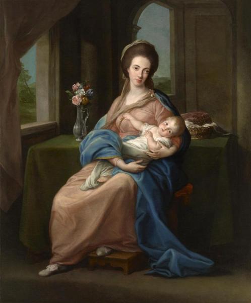 The Marchioness Of Headfort Holding Her Daughter Mary by Pompeo Batoni