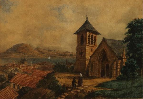 Paisaje (aldea Europea) by Prilidiano Pueyrredon