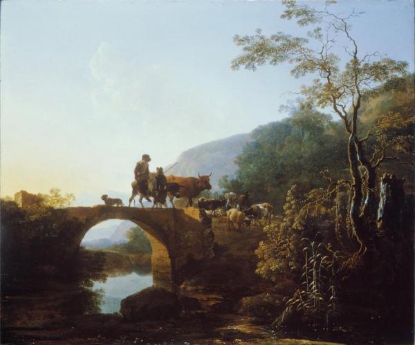 Bridge In An Italian Landscape by Pynacker Adam
