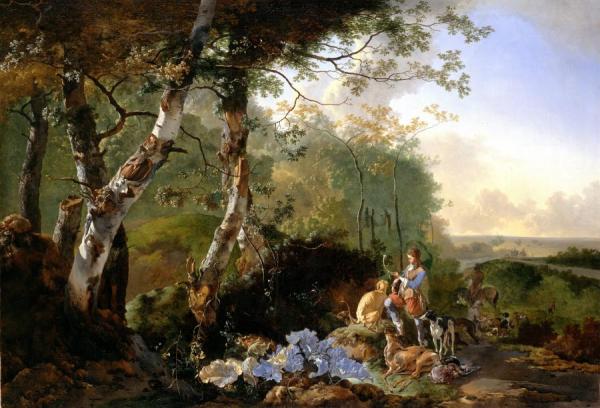 Landscape With Sportsmen And Game by Pynacker Adam