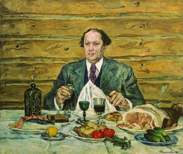 Aleksei Tolstoi Visiting The Artist by Pyotr Konchalovsky