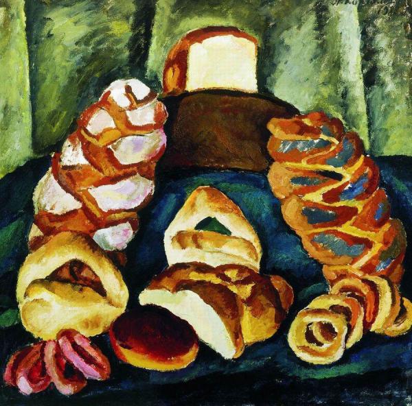 Bread On A Green Background by Pyotr Konchalovsky