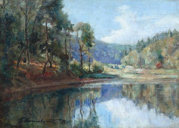 Evening Landscape With A Lake by Pyotr Konchalovsky