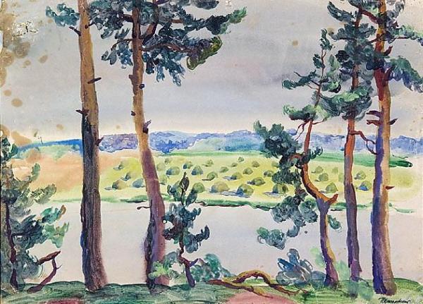 Fir Trees By The River by Pyotr Konchalovsky