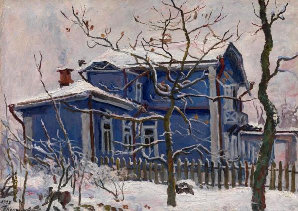 First Snow. Blue Dacha by Pyotr Konchalovsky