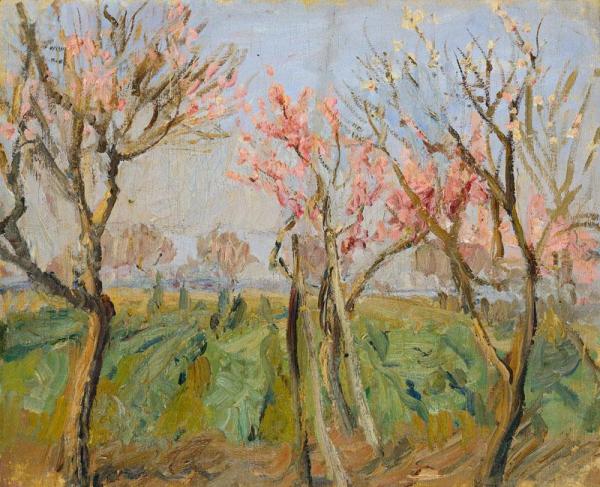 Garden Near Rome. Peaches In Bloom by Pyotr Konchalovsky