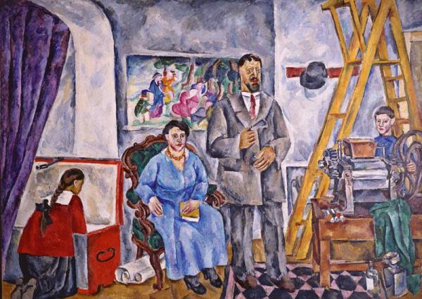 In The Studio. Family Portrait by Pyotr Konchalovsky