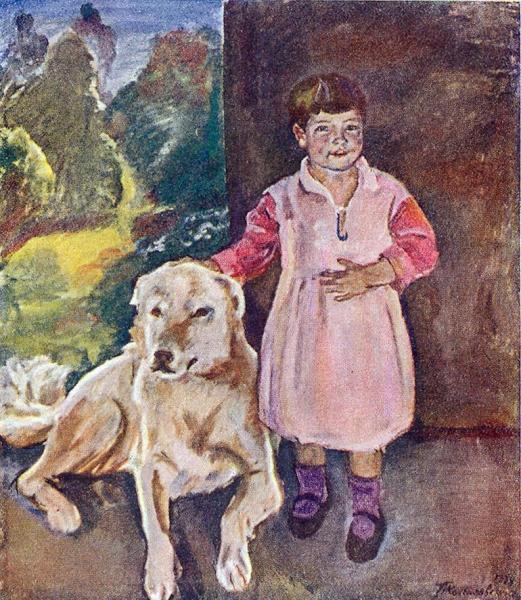 Katya With A Dog by Pyotr Konchalovsky