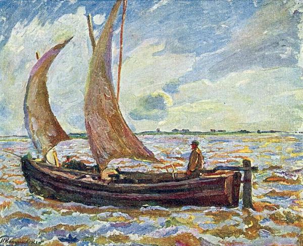 Landscape With Fisherman by Pyotr Konchalovsky