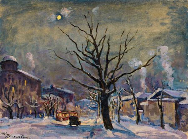 Landscape With The Moon. Bolshaya Sadovaya by Pyotr Konchalovsky