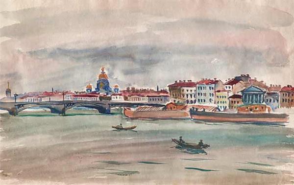 Leningrad. Neva River by Pyotr Konchalovsky
