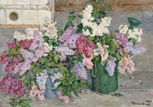 Lilac, A Bucket And A Watering Can by Pyotr Konchalovsky