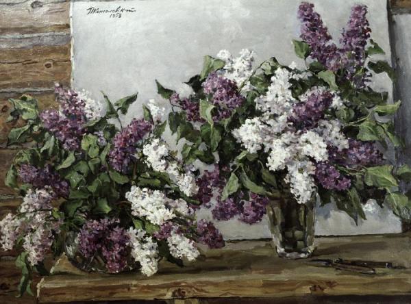 Lilac And Canvas-stretcher by Pyotr Konchalovsky