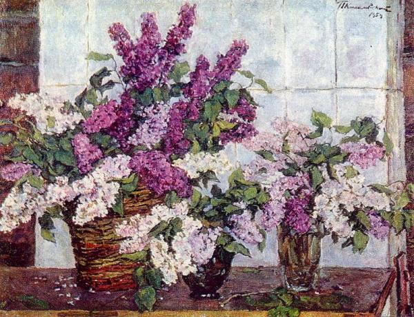 Lilac, Crystal Vase And A Basket by Pyotr Konchalovsky