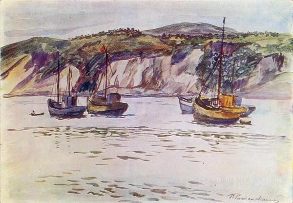 Murmansk. Schooners by Pyotr Konchalovsky