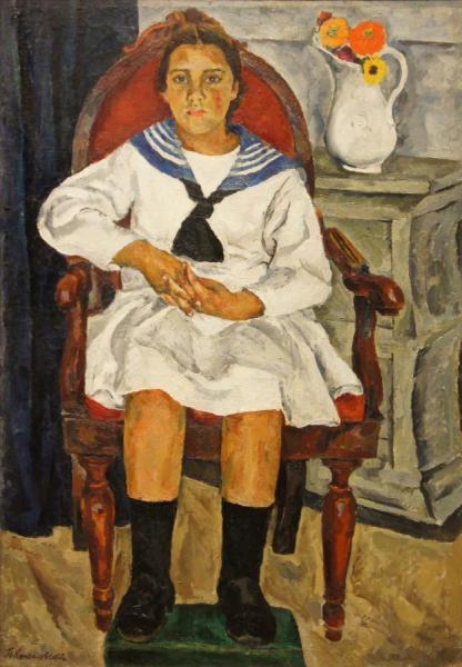 Natasha In A Chair by Pyotr Konchalovsky