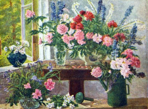 Peonies And Delphinium by Pyotr Konchalovsky