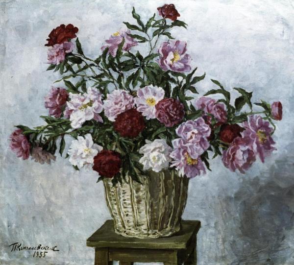 Peonies In A Basket by Pyotr Konchalovsky