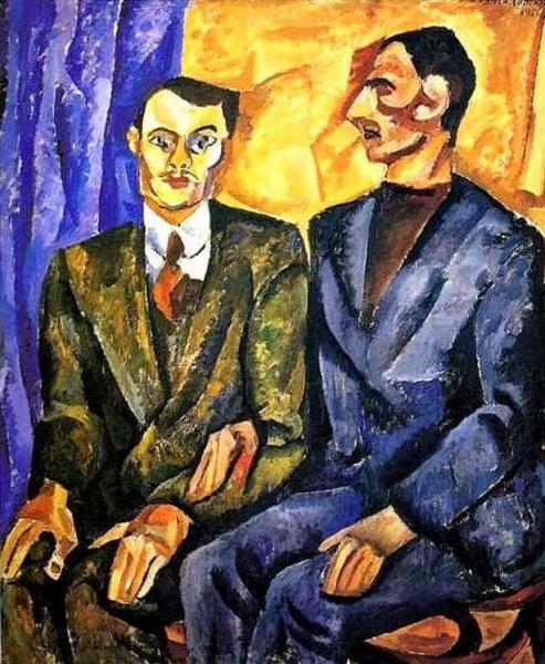 Portrait Of Denike And Pokrovsky by Pyotr Konchalovsky