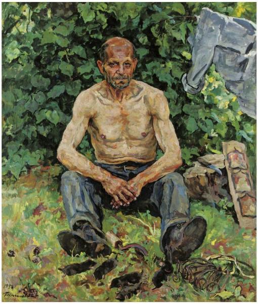 Portrait Of The Mole-catcher Fedor Petrovich by Pyotr Konchalovsky