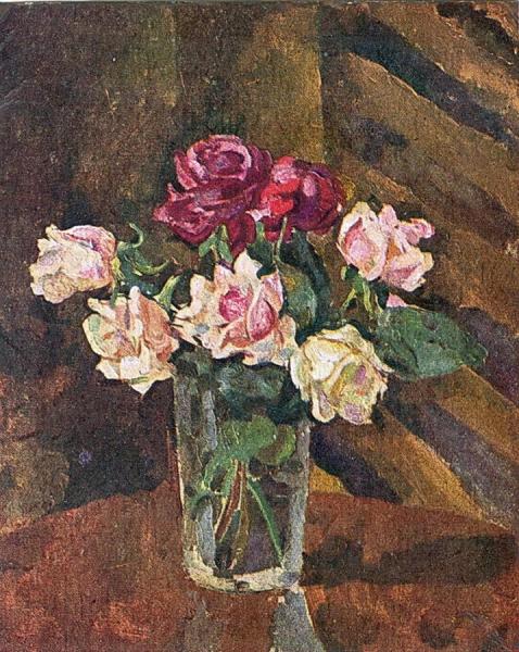 Roses In A Glass by Pyotr Konchalovsky