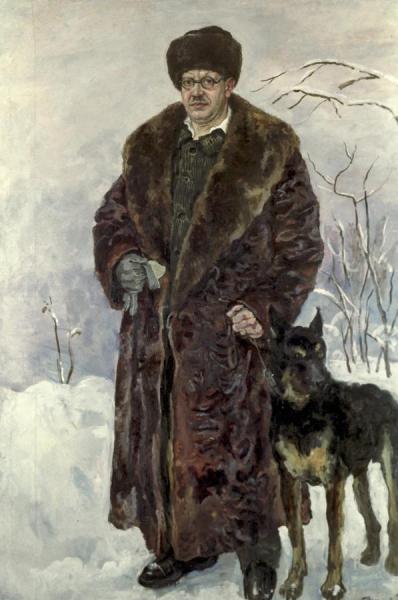 Self-portrait With Dog by Pyotr Konchalovsky