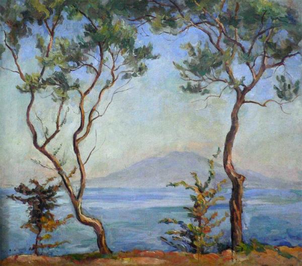 Sorrento. Mount Vesuvius And Two Olive Trees by Pyotr Konchalovsky