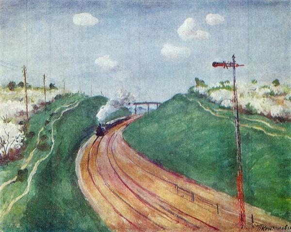 Spring Landscape With Train by Pyotr Konchalovsky