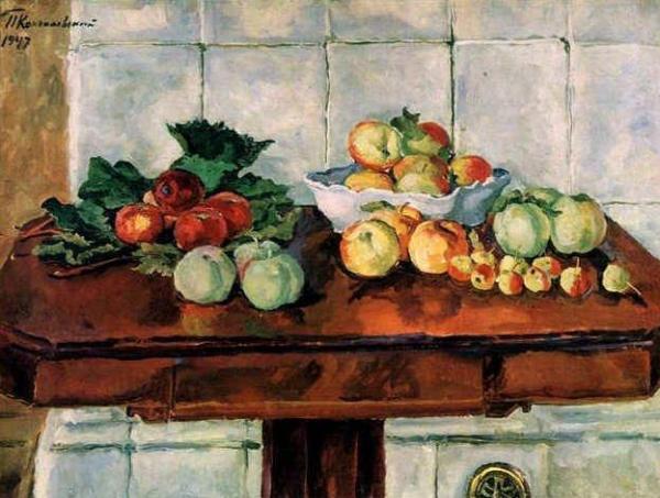 Still Life. Apples On A Table by Pyotr Konchalovsky