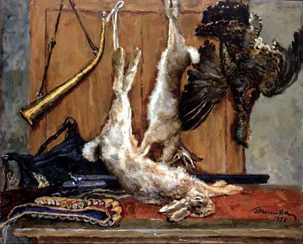 Still Life. Hares And Grouse by Pyotr Konchalovsky