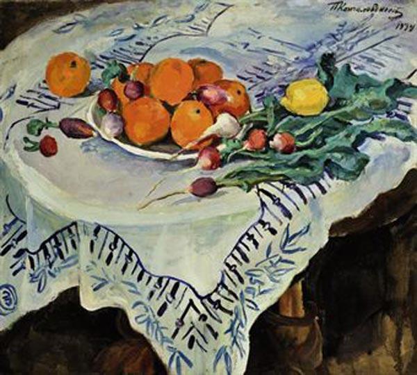 Still Life. Oranges And Radishes. Kislovodsk by Pyotr Konchalovsky