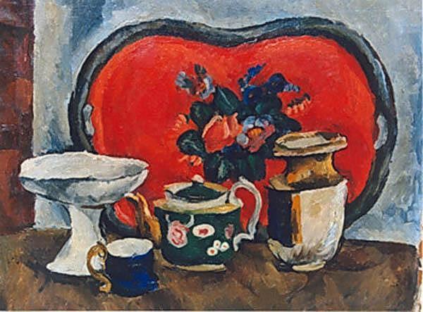Still Life With A Red Tray by Pyotr Konchalovsky