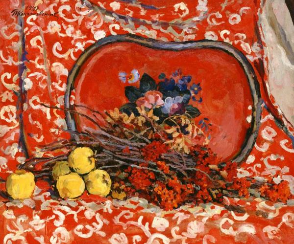 Still Life With A Red Tray by Pyotr Konchalovsky