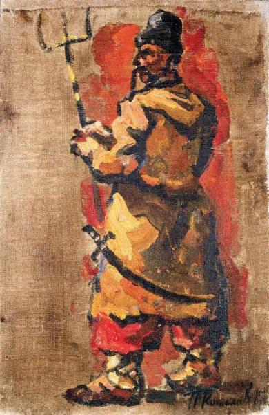 Triptych. Cossack With A Fork by Pyotr Konchalovsky