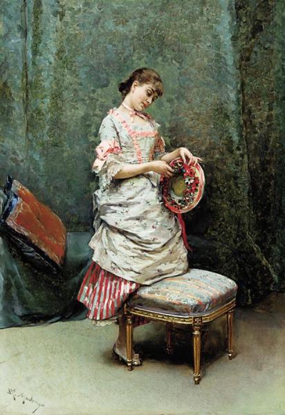 Aline Holding A Hat by Raimundo De Madrazo Y Garreta