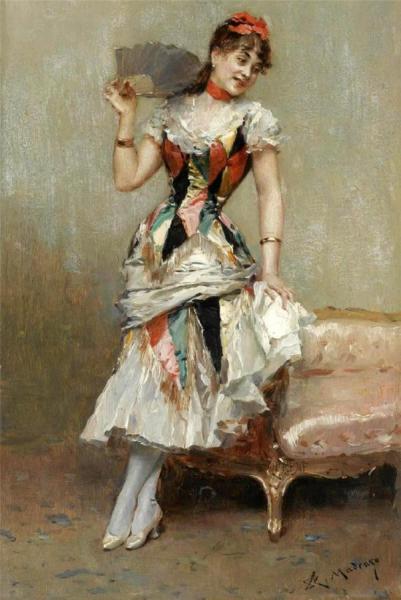 Aline With A Fan by Raimundo De Madrazo Y Garreta