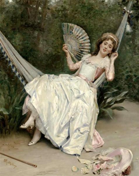 Girl In The Hammock by Raimundo De Madrazo Y Garreta Oil Painting Reproductions