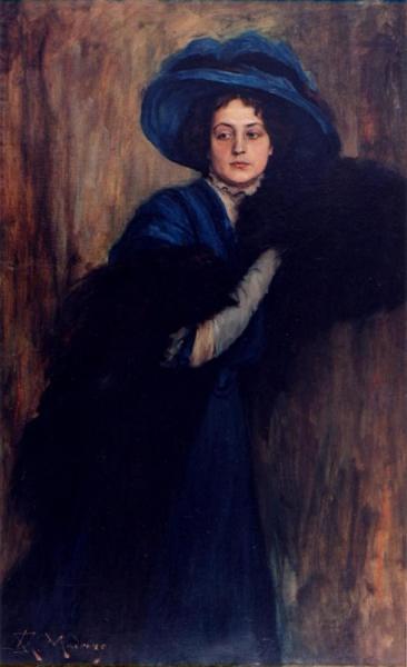 Portrait Of A Woman In Blue by Raimundo De Madrazo Y Garreta