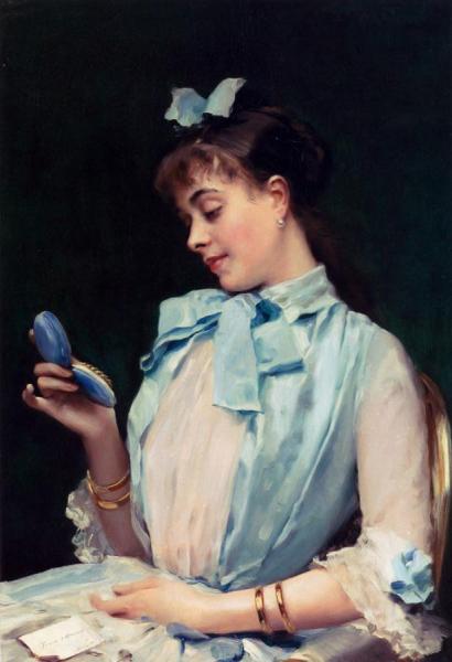 Portrait Of Aline Mason In Blue by Raimundo De Madrazo Y Garreta