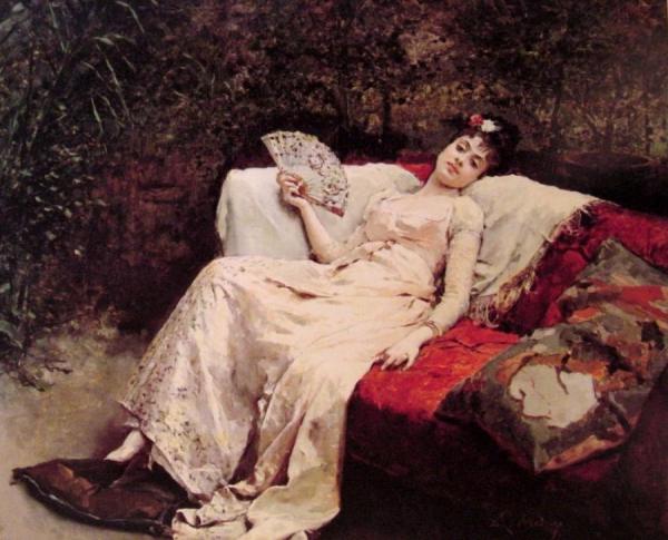 Reclining Lady by Raimundo De Madrazo Y Garreta