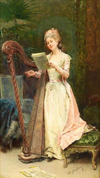 The Harpist by Raimundo De Madrazo Y Garreta
