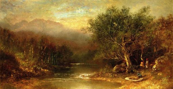 Landscape With Figures And Boat by Ralph Albert Blakelock