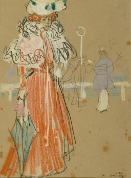 Female Figure In Red by Ramon Casas I Carbó