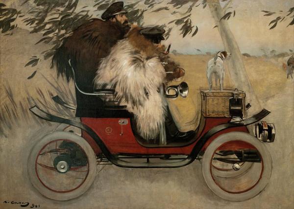 Ramon Casas And Pere Romeu In An Automobile by Ramon Casas I Carbó