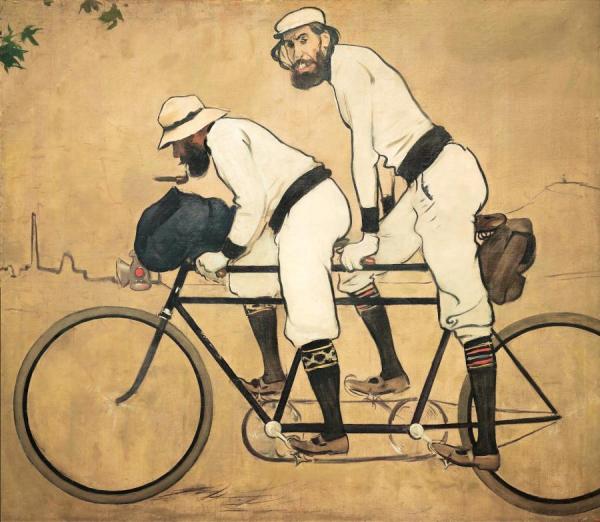 Ramon Casas And Pere Romeu On A Tandem by Ramon Casas I Carbó