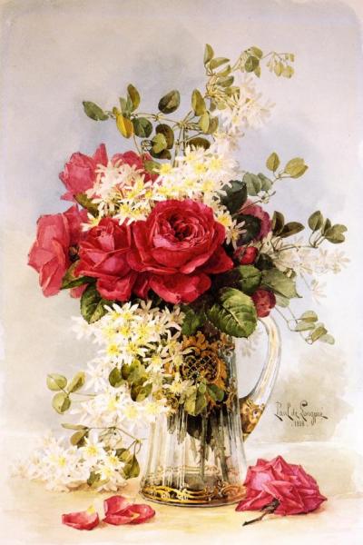 Fresh From The Garden by Raoul De Longpre Oil Painting Reproductions