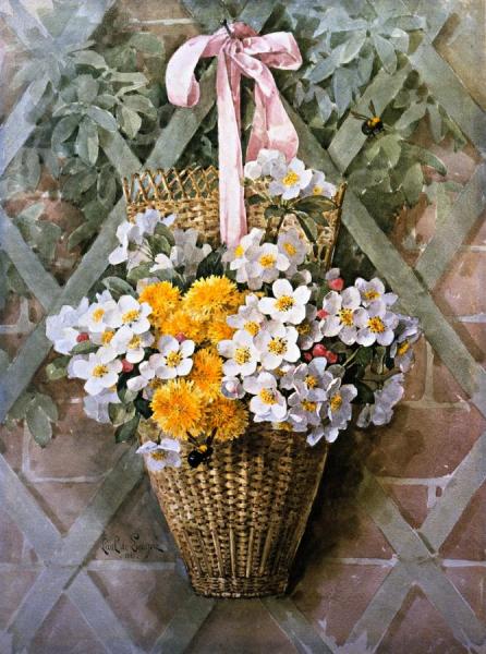 Raoul De Longpre Hanging Basket