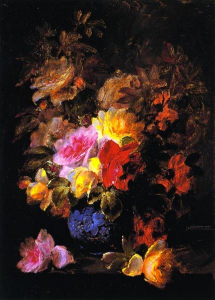 Roses In Pinks And Yellows by Raoul De Longpre